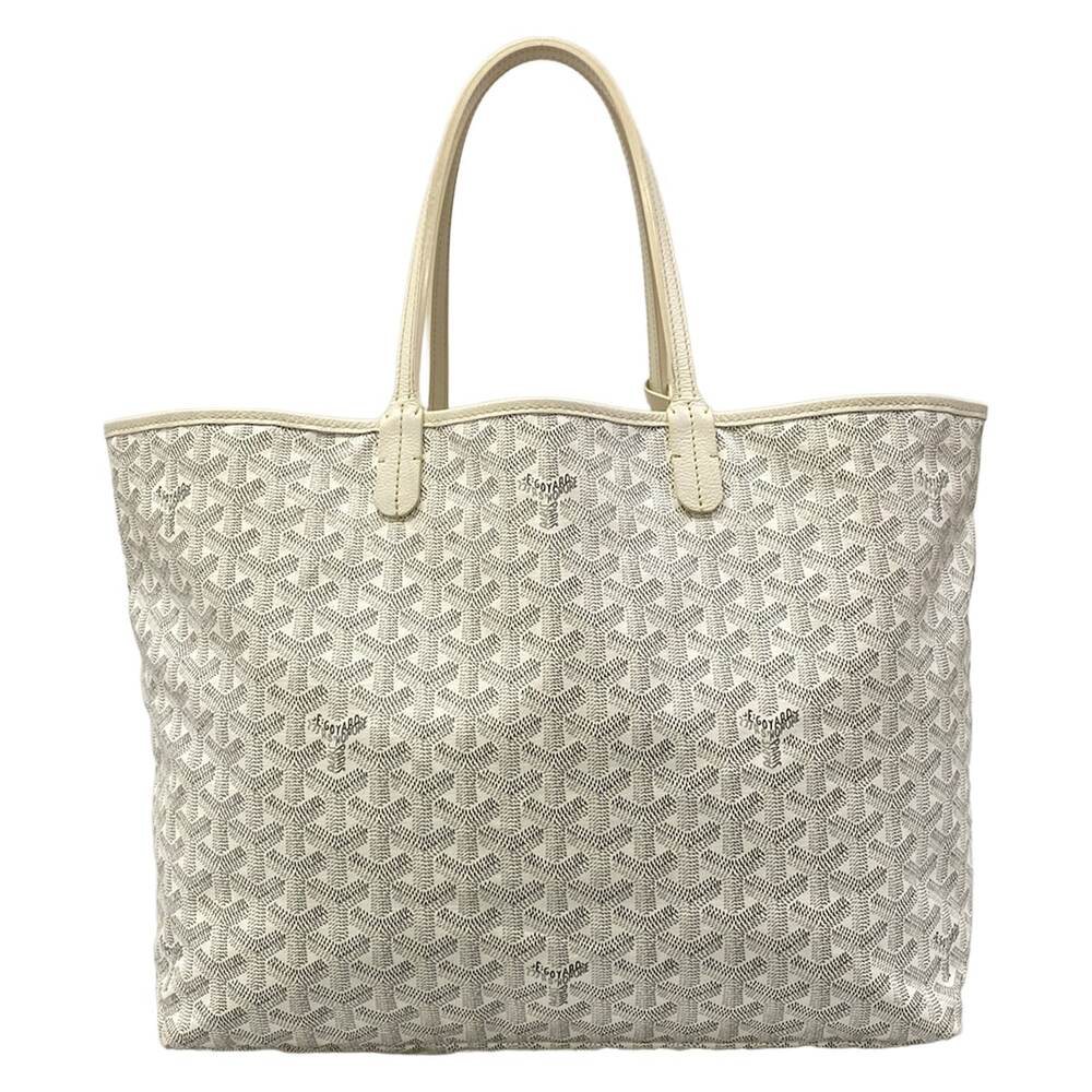 Goyard Saint Louis PM Tote Bag White Gray Light gray Coated Canvas Leather